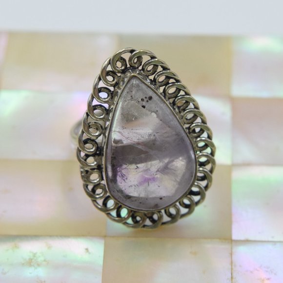 Amethyst & Sterling Silver Artisan Ring Size 7 1/2 - Picture 5 of 9